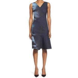Elie Tahari Jadyn Sleeveless Flare Sheath Dress Size 14 in Blue